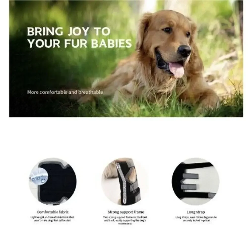 Dog Rear Leg Knee Braces - Pair - Hock Joint Wrap Support Injuries Size Medium